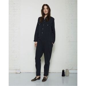 R13 Jumpsuit Cowboy Coveralls Utility in Black Velvet Stone Wash